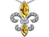 Original Star K™ Genuine Citrine and Diamond Fleur De Lis Pendant