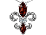 Original Star K™ Genuine Garnet and Diamond Fleur De Lis Pendant