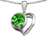 Original Star K™ Heart Shape Pendant With Round 7mm Simulated Emerald