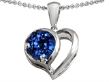 Original Star K™ Heart Shape Pendant With Round Created Sapphire
