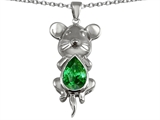 Original Star K™ Large Mouse Pendant With 11x9 Pear Shape Simulated Emerald