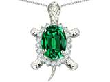 Original Star K™ Good Luck Turtle Pendant With Oval Simulated Emerald