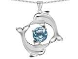 Original Star K™ Round 6mm Simulated Aquamarine Dolphin Pendant
