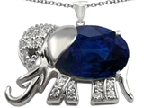 Original Star K™ Elephant Pendant With Oval Created Sapphire