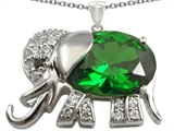 Original Star K™ Elephant Pendant With Oval Simulated Emerald