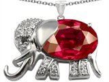 Original Star K™ Elephant Pendant With Oval Created Ruby