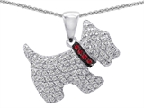 Original Star K™ Dog Pendant With Round Created Ruby And Cubic Zirconia