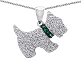 Original Star K™ Dog Pendant With Round Simulated Emerald And Cubic Zirconia