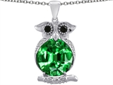 Original Star K™ Owl Pendant With Oval Simulated Emerald