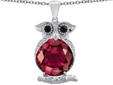 Original Star K™ Owl Pendant With Oval Created Ruby