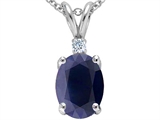 Original Star K™ GENUINE 8x6mm Oval Sapphire and Diamond Pendant