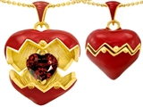 Original Star K™ Puffed Red Enamel Heart Pendant with January Birthstone Genuine Garnet Surprise Inside