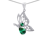 Original Star K™ Butterfly Pendant With Pear Shape Simulated Emerald