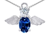 Original Star K™ Angel Of Love Protection Pendant With Oval 8x6mm Created Sapphire.