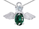 Original Star K™ Angel Of Love Protection Pendant Made With Oval 8x6mm Simulated Emerald