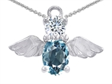 Original Star K™ Angel Of Love Protection Pendant Made With Oval 8x6mm Simulated Aquamarine