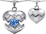 Original Star K™ Puffed Heart Pendant with December Birthstone Genuine Blue Topaz Surprise Inside