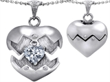 Original Star K™ Puffed Heart Pendant with April Birthstone Genuine White Topaz Surprise Inside