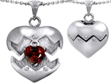 Original Star K™ Puffed Heart Pendant with January Birthstone Genuine Garnet Surprise Inside