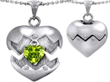 Original Star K™ Puffed Heart Pendant with August Birthstone Genuine Peridot Surprise Inside