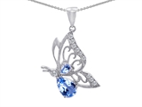Original Star K™ Butterfly Pendant With Pear Shape Simulated Aquamarine