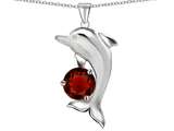 Original Star K™ Genuine Round 7mm Garnet Good Luck Dolphin Pendant