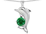 Original Star K™ Round 7mm Simulated Emerald Good Luck Dolphin Pendant