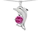Original Star K™ Round 7mm Created Pink Sapphire Good Luck Dolphin Pendant