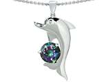 Original Star K™ Genuine Round 7mm Mystic Topaz Good Luck Dolphin Pendant