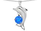 Original Star K™ Genuine Round 7mm BlueTopaz Good Luck Dolphin Pendant