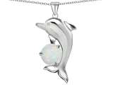Original Star K™ Round 7mm Created Opal Good Luck Dolphin Pendant