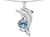 Original Star K™ Round 7mm Simulated Aquamarine Good Luck Dolphin Pendant
