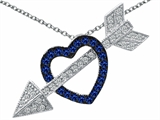 Original Star K™ Created Sapphire Heart With Love Arrow Pendant