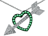 Original Star K™ Simulated Emerald Heart With Love Arrow Pendant