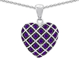 Original Star K™ Genuine Amethyst Puffed Heart Pendant