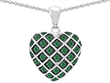Original Star K™ Simulated Emerald Puffed Heart Pendant