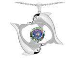Original Star K™ Round 6mm Rainbow Mystic Topaz Dolphin Pendant
