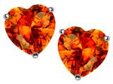 Original Star K™ 7mm Heart Shape Simulated Mexican Orange Fire Opal Earring Studs