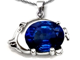 Original Star K™ Lucky Pig Pendant With Oval Created Blue Sapphire