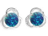 Original Star K™ Round Created Blue Opal Flower Earring Studs
