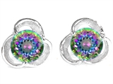 Original Star K™ Round Genuine Mystic Topaz Flower Earring Studs