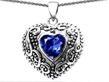 Original Star K™ Bali Style Puffed 7mm Heart Hand Finished Created Sapphire Pendant