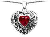 Original Star K™ Bali Style Puffed 7mm Heart Hand Finished Created Ruby Pendant