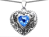 Original Star K™ Bali Style Puffed 7mm Heart Hand Finished Genuine Blue Topaz Pendant