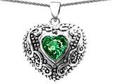 Original Star K™ Bali Style Puffed 7mm Heart Hand Finished Simulated Emerald Pendant