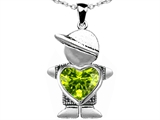 Original Star K™ Little Boy Holding Heart Mother Birthstone Pendant with Genuine Peridot