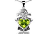 Original Star K™ Little Girl Holding Heart Mother Birthstone Pendant with Genuine Peridot
