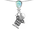 Original Star K™ Little Boy Holding a Balloon Mother Birthstone Created Opal Pendant