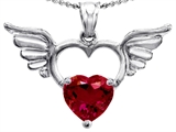 Original Star K™ Wings Of Love Birthstone Pendant with 8mm Heart Shape Created Ruby