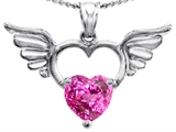 Original Star K™ Wings Of Love Birthstone Pendant with 8mm Heart Shape Created Pink Sapphire